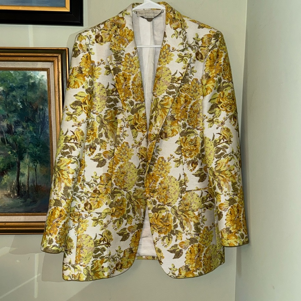 Stella McCartney Floral Flower Yellow Blazer Suit Jacket Coat 44 8 10 SPRING